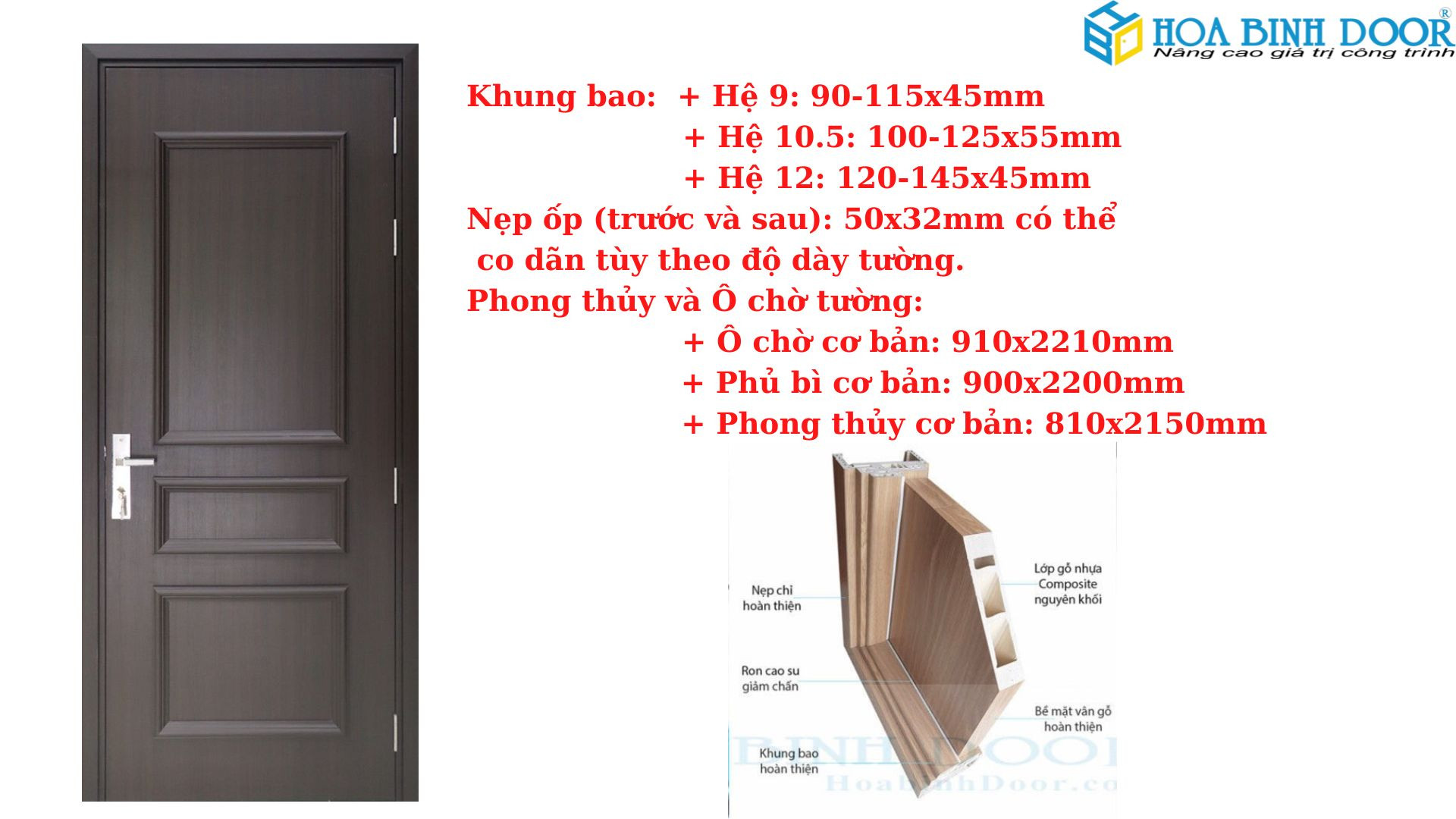 Mẫu cửa nhựa Composite tân cổ điển - Phào chỉ nổi