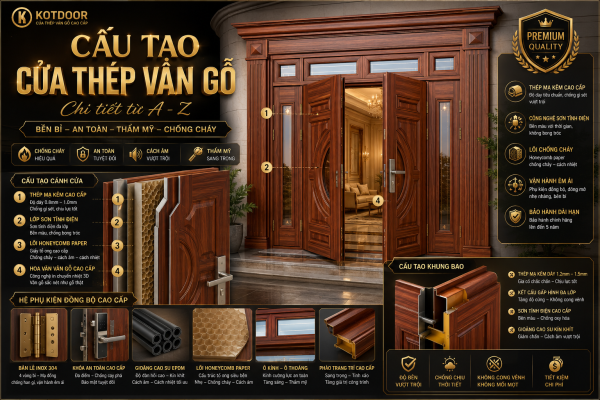 Cấu tạo cửa thép vân gỗ chi tiết nhất