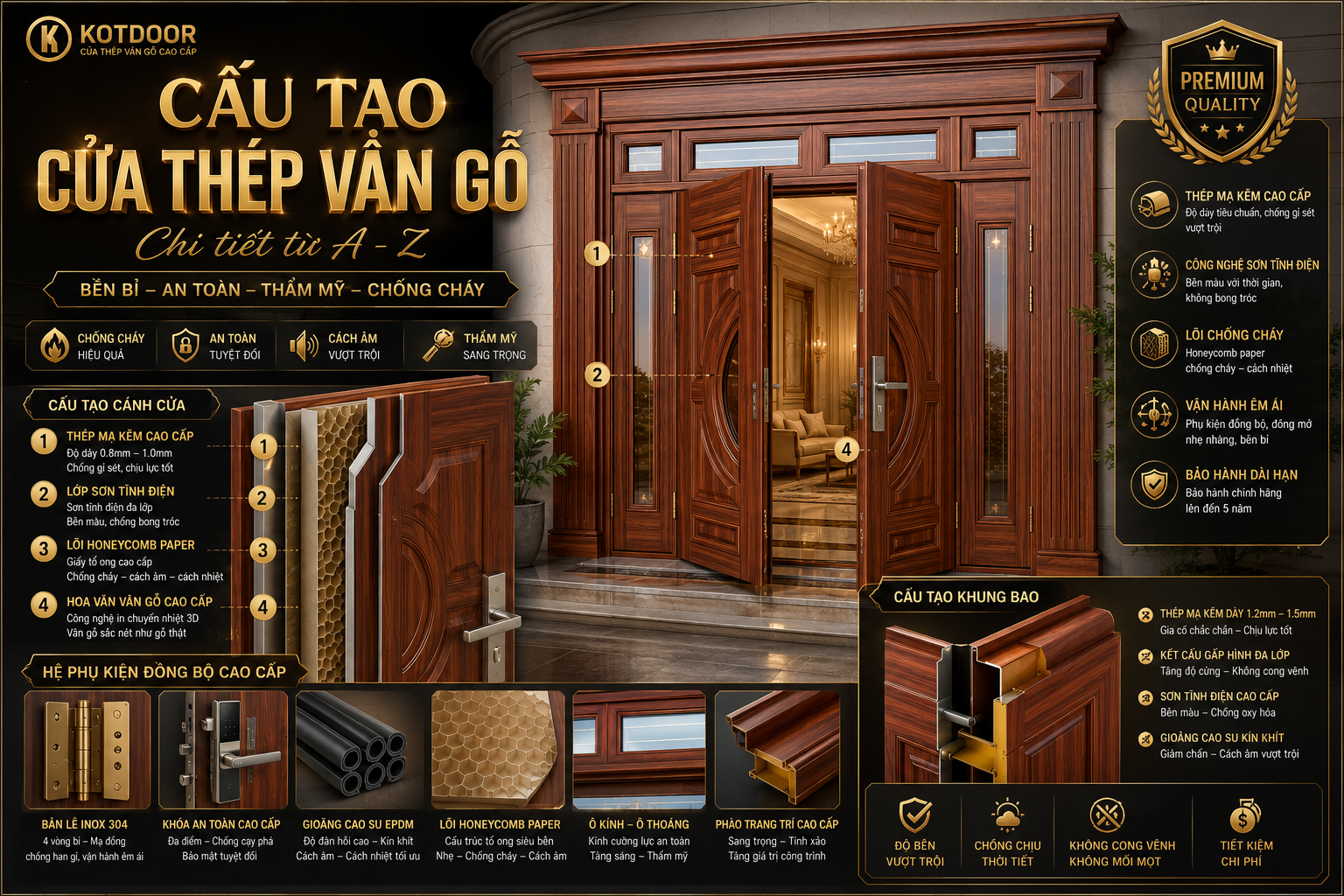 Cấu tạo cửa thép vân gỗ chi tiết nhất