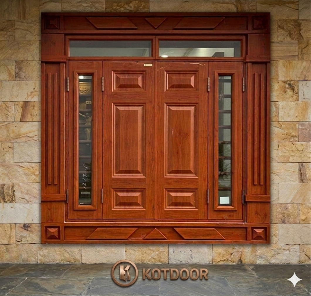 Cửa sổ thép vân gỗ KS-41.CS3.K-2TK