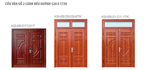 cửa thếp vân gỗ 2 cánh đều