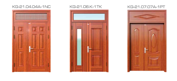 cửa thép vân gỗ 2 cánh lệch