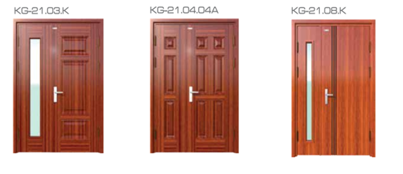 cửa thép vân gỗ 2 cánh lệch - 1