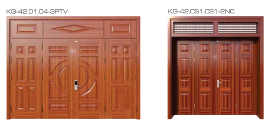 Cửa thép vân gỗ 4 cánh đều
