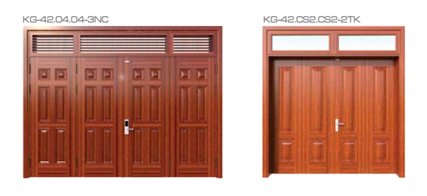 Cửa thép vân gỗ 4 cánh đều