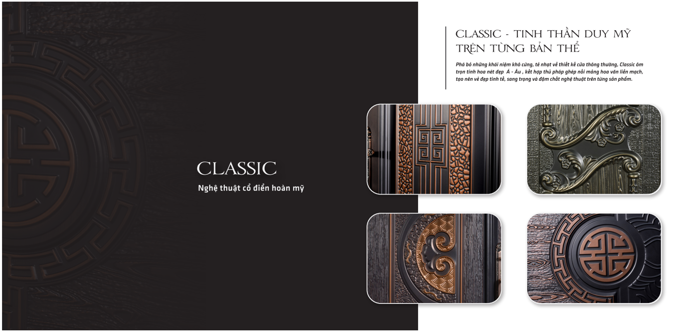 Cửa thép vân gỗ Classic KAL - 2 Vách kính 5 Họa tiết vân Classic 5D
