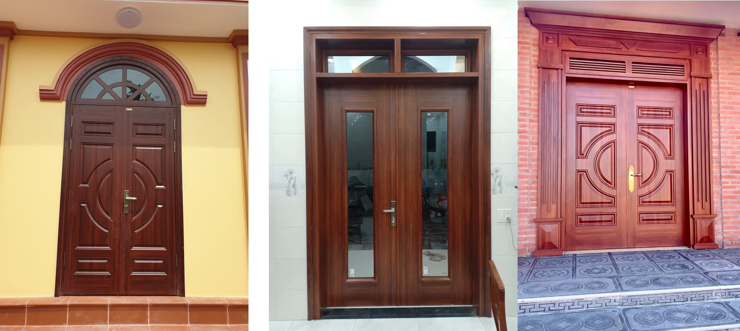 Mẫu cửa thép vân gỗ 2 cánh