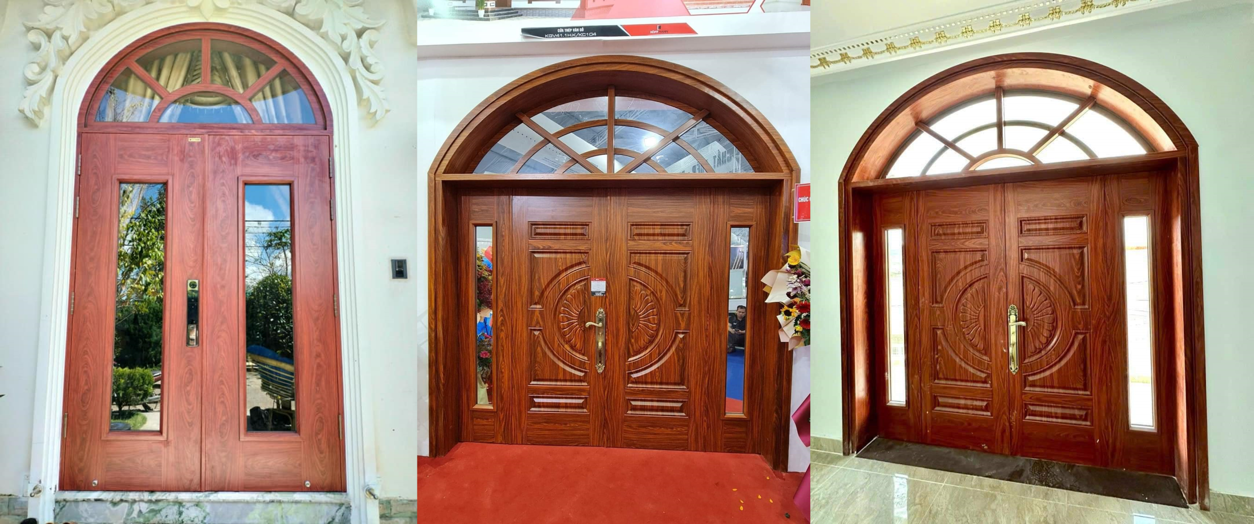 Mẫu cửa thép vân gỗ vòm
