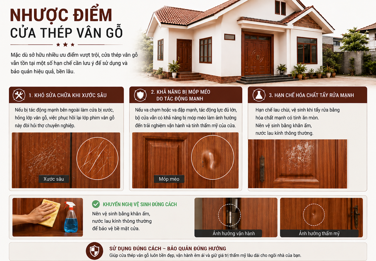 Nhược điểm cửa thép vân gỗ