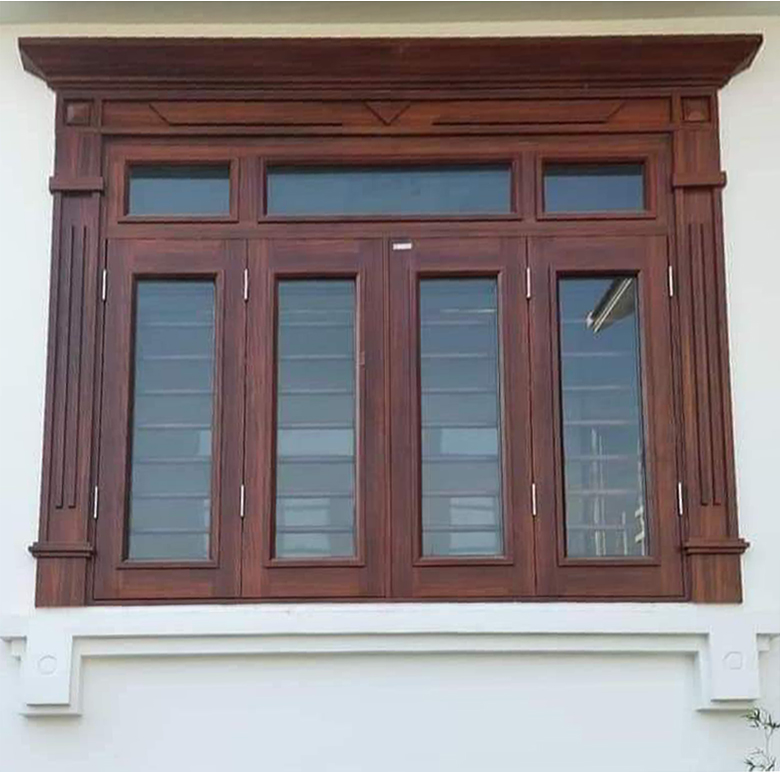 Mẫu cửa sổ 4 cánh  - Giá cửa thép vân gỗ tại quận 12