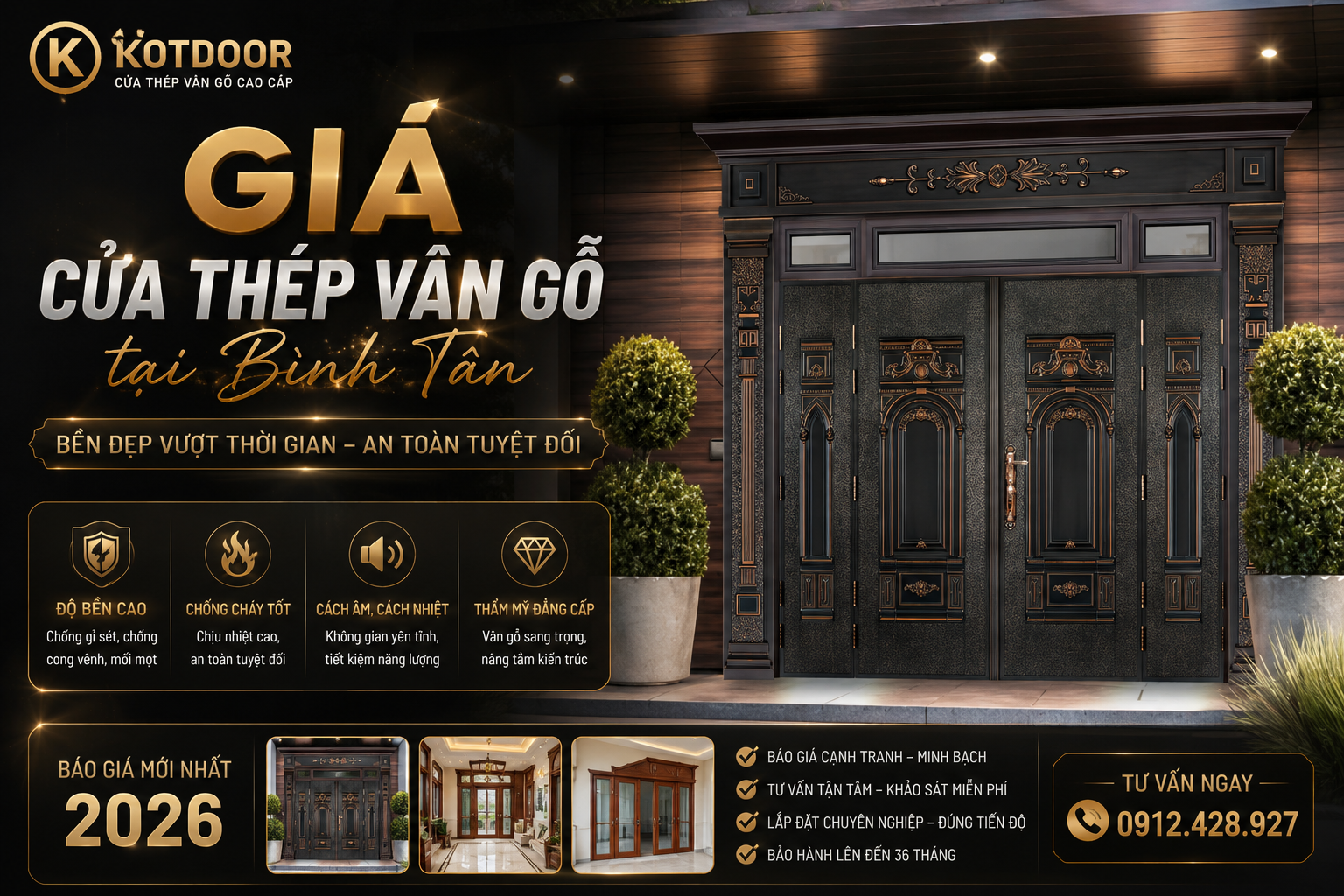 Giá cửa thép vân gỗ tại Bình Tân