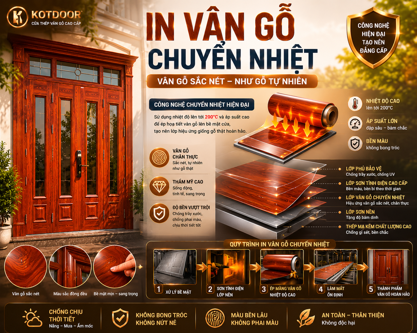 Cửa thép vân gỗ có sơn lại được không? Khi nào thì sơn lại? T6/2026 5 Cửa thép vân gỗ có sơn lại được không - In chuyển nhiệt