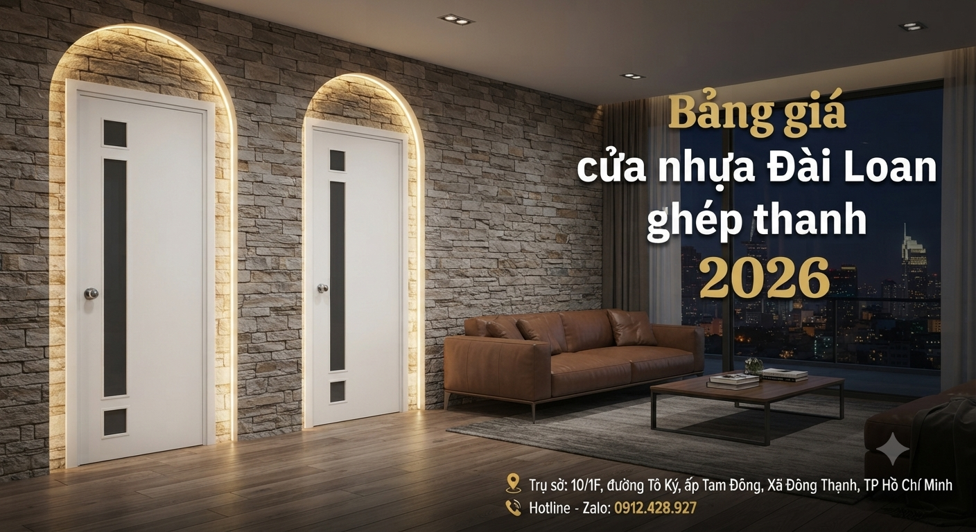 Bảng Giá Cửa Nhựa Đài Loan Ghép Thanh Chính Hãng 2026 1 Gemini Generated Image 3eekj83eekj83eek
