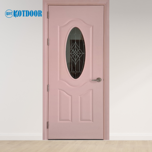 Cửa Gỗ Công Nghiệp HDF Sơn Mã KD.3GO-C4 Hồng Pastel Ô Kính Oval Nghệ Thuật