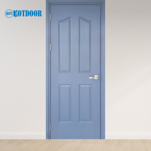 Cửa Gỗ Công Nghiệp HDF Sơn Mã KD.4A-C3 Màu Xanh Ghi 4 Ô Pano Cổ Điển