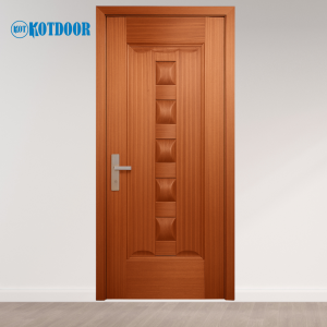 Cửa Gỗ Công Nghiệp HDF Veneer Mã KD.5S-Sapele 5 Ô Kim Tự Tháp Độc Đáo