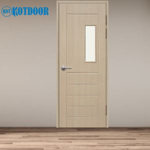 Cửa Nhựa ABS Hàn Quốc KD.ABS-201 Màu Vàng Sồi Có Ô Kính Dọc