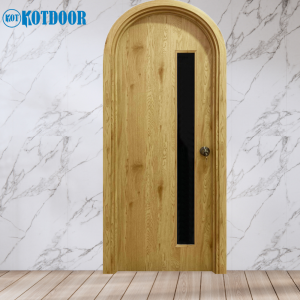 Cửa Vòm Nhựa Composite Vân Gỗ Sồi Có Ô Kính Dọc Sang Trọng