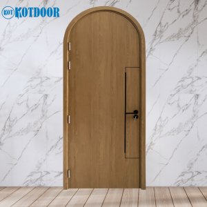 Cửa Vòm Nhựa Composite Vân Gỗ Xám Tro Chạy Chỉ Nhôm Chữ H Hiện Đại