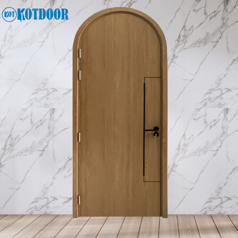 Cửa Vòm Nhựa Composite Vân Gỗ Xám Tro Chạy Chỉ Nhôm Chữ H Hiện Đại 1 Cửa Vòm Nhựa Composite Vân Gỗ Xám Tro Chạy Chỉ Nhôm Chữ H Hiện Đại