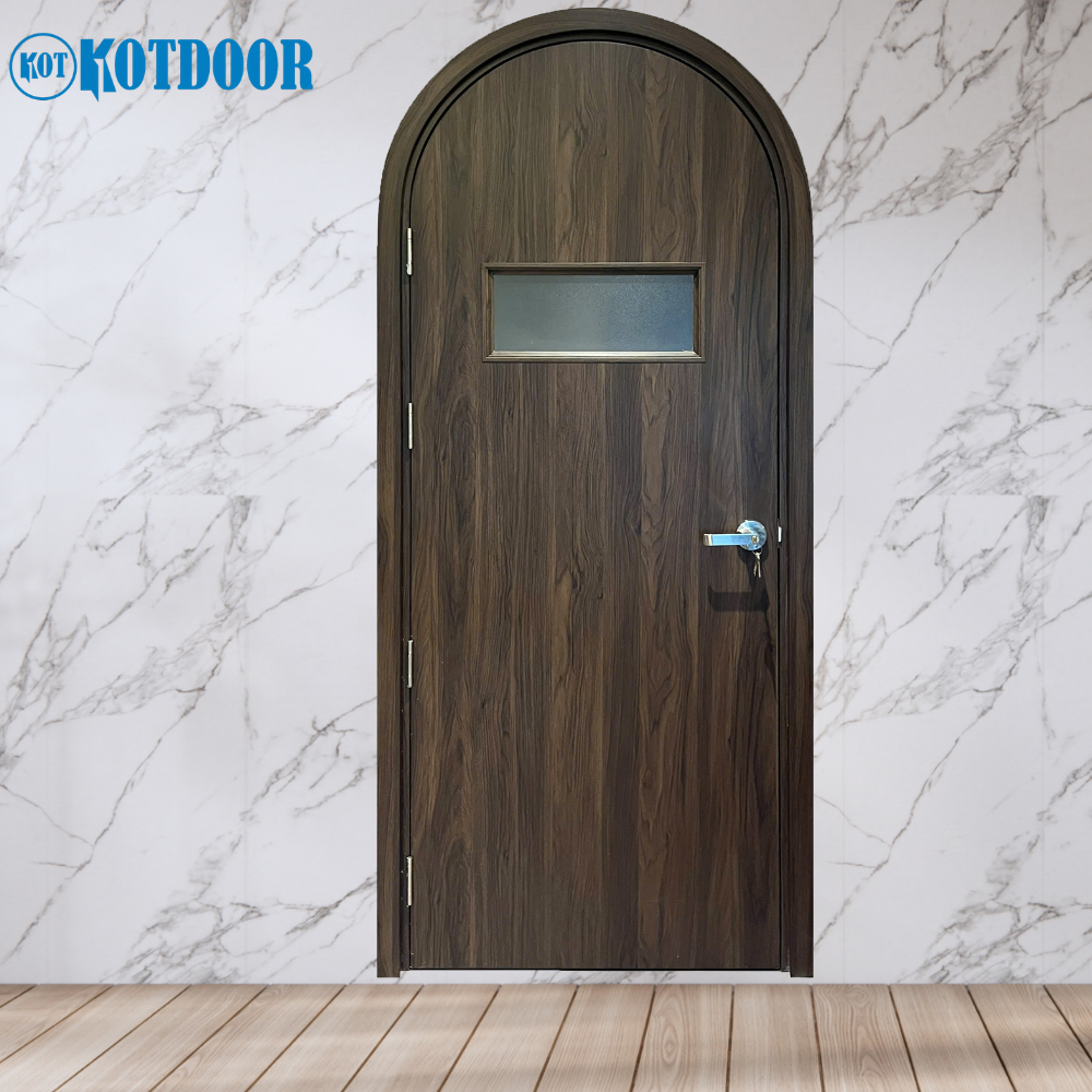 Cửa Vòm Nhựa Composite Màu Gỗ Walnut Có Ô Kính Mờ Ngang Hiện Đại 1 Cửa Vòm Nhựa Composite Màu Gỗ Walnut Có Ô Kính Mờ Ngang Hiện Đại