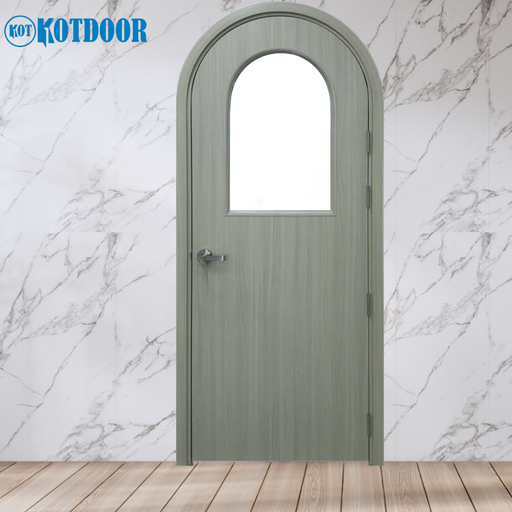 Cửa Vòm Nhựa Composite Sơn Vân Gỗ Có Ô Kính Màu Xám Sáng Sồi Thanh Lịch 1 Cửa Vòm Nhựa Composite Sơn Vân Gỗ Có Ô Kính Màu Xám Sáng Sồi Thanh Lịch
