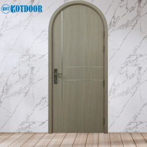 Cửa Vòm Nhựa Composite Sơn Vân Gỗ Phối Chỉ Nhôm Màu Xám Sáng Sồi Đương Đại