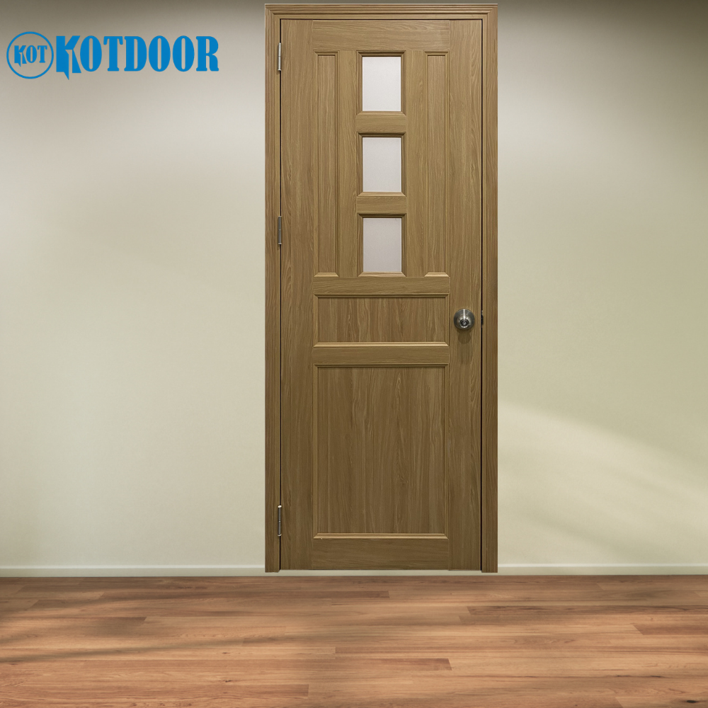Cửa Nhựa Đài Loan KD.YA-42 Màu Sồi Vàng Có 3 Ô Kính Đẹp 1 Cửa Nhựa Đài Loan KD.YA-42 Màu Sồi Vàng Có 3 Ô Kính Đẹp