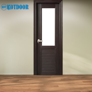Cửa Nhựa Đài Loan KD.YC-27 Màu Nâu Đen Có Kính Và Lá Sách