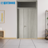 Cửa Gỗ MDF Melamine Màu Xám Tro Có Ô Kính Và Vách Cố Định 3 MS 417 EV LK 4448 A