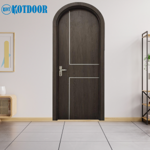 Cửa Vòm Nhựa Composite Vân Gỗ Đen Tuyền Phối Chỉ Nhôm Hiện Đại