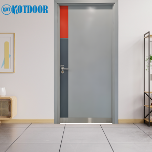 Cửa Gỗ Chống Cháy Color-Block Ghi Xám Phối Cam Hiện Đại